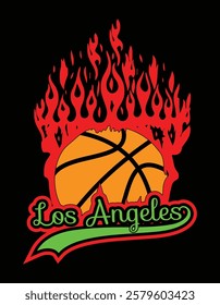 Basketball Los Angeles on Fire City Vintage Art File