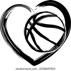 basketball love and basketball ball heart