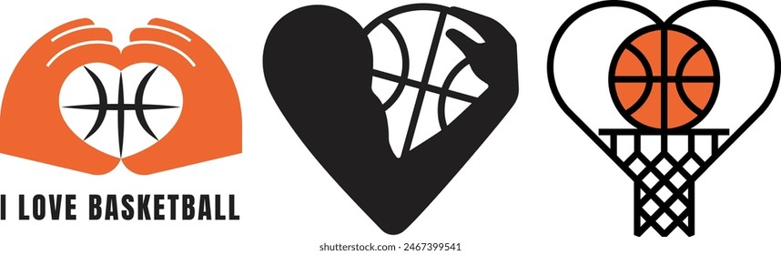 Basketball Love Illustration, I love basketball Clipart, basketball heart Bundle, Basketball Gift for girl.

These designs are vector files that can be easily recolored and resized.