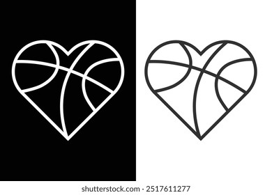 Basketball Liebe Vektor, Sport, Basketball Herzform, Vektor, Basketball Ball, Sport Silhouette, Herzdesign, Liebe zum Basketball, Romantik,