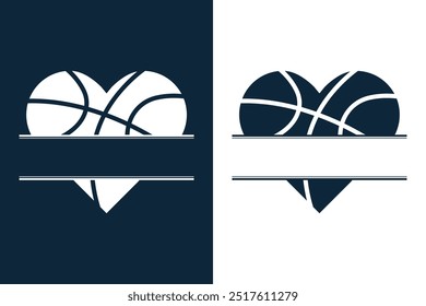 Basketball Love Vector, Sports, Basketball Heart Shape, vector, Basketball ball, Sports silhouette, Heart design, Love of Basketball, Romance,