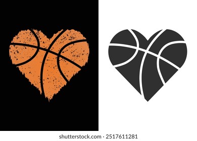 Basketball Liebe Vektor, Sport, Basketball Herzform, Vektor, Basketball Ball, Sport Silhouette, Herzdesign, Liebe zum Basketball, Romantik,