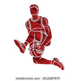Basketball Male Player Action Cartoon Graphic Vector