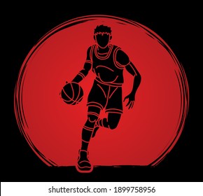 Basketball Male Player Action Graphic Vector	