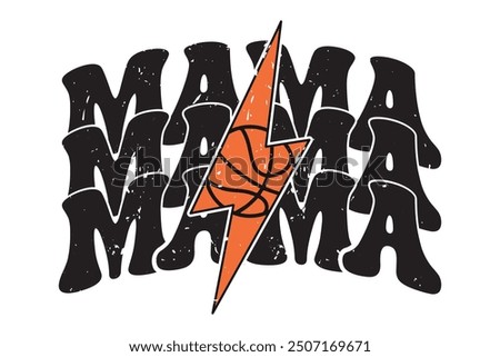 Basketball Mama Retro Mom Lightning Bolt EPS T-shirt Design