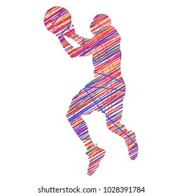 basketball man abstract. Vector word pencil letters. color the word with a marker