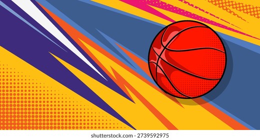 Basketball Man Slam Dunk Pose with Urban Style and Glitch Style in Bold Colorful Colors  