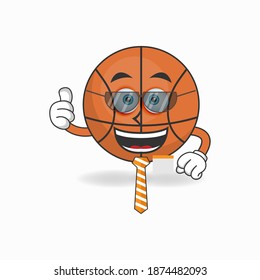 The Basketball mascot character becomes a businessman. vector illustration