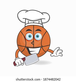 The Basketball mascot character becomes a chef. vector illustration