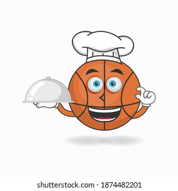 The Basketball mascot character becomes a chef. vector illustration