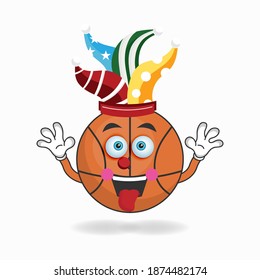 The Basketball mascot character becomes a clown. vector illustration