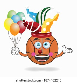 The Basketball mascot character becomes a clown. vector illustration
