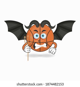 The Basketball mascot character becomes a devil. vector illustration