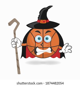 The Basketball mascot character becomes a magician. vector illustration