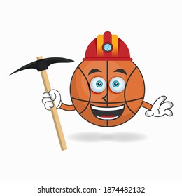 The Basketball mascot character becomes a miner. vector illustration