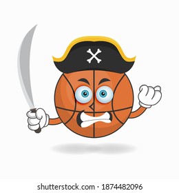 The Basketball mascot character becomes a pirate. vector illustration