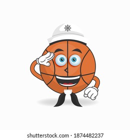 The Basketball mascot character becomes a sailor. vector illustration