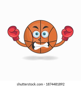 Basketball mascot character with boxing gear. vector illustration