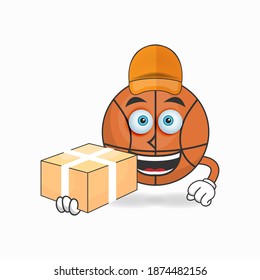 The Basketball mascot character is a delivery person. vector illustration