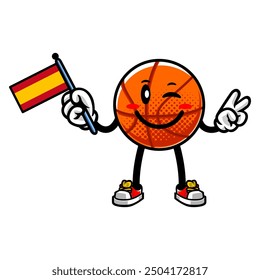 Mascota de baloncesto con bandera de España