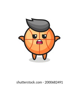 basketball mascot character saying I do not know , cute style design for t shirt, sticker, logo element