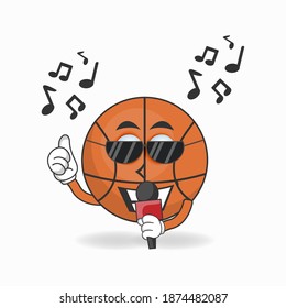 The Basketball mascot character is singing. vector illustration