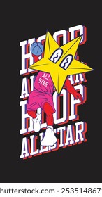 basketball mascot character with star fave for shirt 