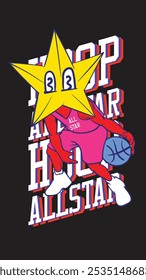 basketball mascot character with star fave for shirt 