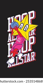 basketball mascot character with star fave for shirt 