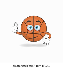 Basketball mascot character with thumbs up bring. vector illustration