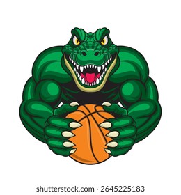basquete mascote crocodilo vetor ilustração design retro