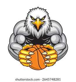 basketball mascot eagle vector illustration retro design