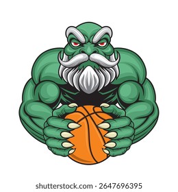 mascote de basquete goblin vetor ilustração retro design