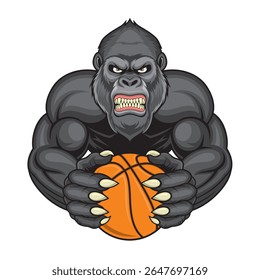 mascote de basquete gorila vetor ilustração design retro
