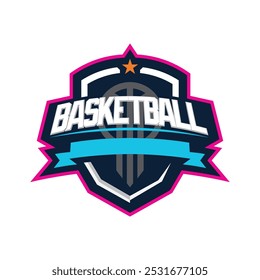 Logotipo de mascote de basquete para esporte e esporte isolado no fundo branco