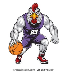 basketball mascot vector illustration chicken basketball design