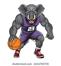 basketball mascot vector illustration elephant basketball design