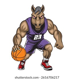 basketball mascot vector illustration horse basketball design