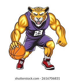 basketball mascot vector illustration jaguar basketball design