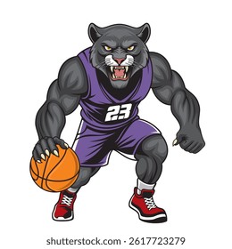 basketball mascot vector illustration panther basketball design