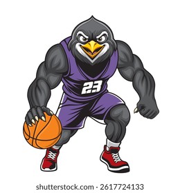 basketball mascot vector illustration penguin basketball design