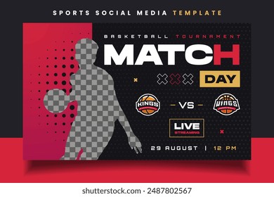 Basketball Match Day Banner Flyer Social Media Template for Sports Tournament