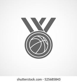 Basketball Medal Award Flat Icon On White Background