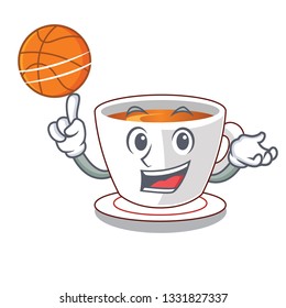 With basketball mint tea above wooden cartoon table