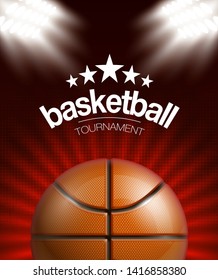 Basketball modern sports poster design banner with 3d realistic shiny ball. Basketball tournament Illustration banner logo realistic orange ball. posters design flyer set Playoff championship template