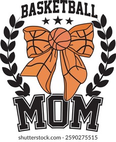 Basketball Mom Coquette Bow Trendy Laurel wreath Game Day Sports T shirt Design