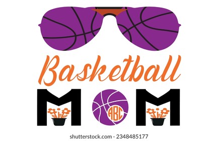 Basketballmama, Basketballmama, Maschinenstickerei, Basketballkorb, Vektorgrafik und Clipkunst.