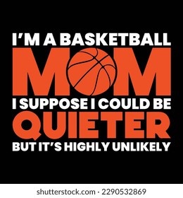 I'm a basketball mom i suppose i could be quieter but It's highly unlikely, Mother's day t shirt print template, typography design for mom mommy mama daughter grandma girl women aunt mom life child