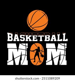 Mamá de baloncesto. Ilustración vectorial de diseño de camiseta de baloncesto de tipografía.