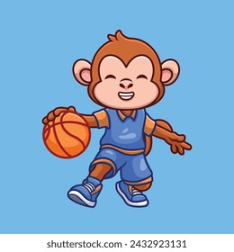 Basketball Affe Nette Cartoon Figur Illustration